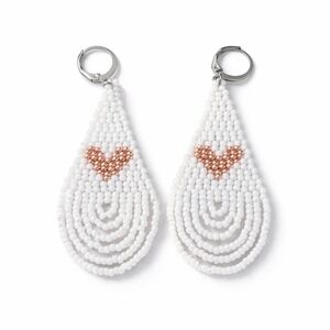 Heart Accent Beaded Teardrop Earrings - Women Jewelry